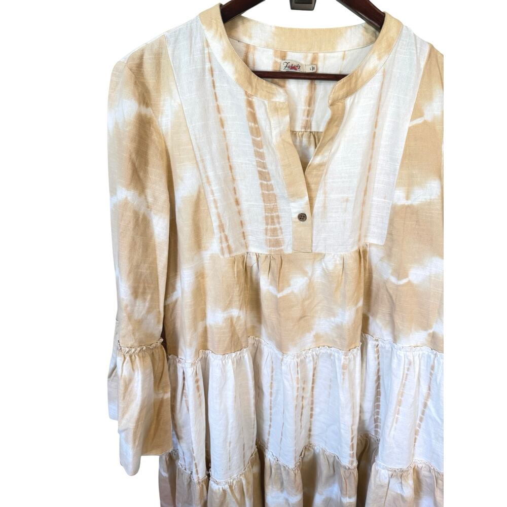 FAHERTY Vida Tie Dye Tiered Dress Maple Sugar Size Large EUC Organic Cotton $278 - Picture 6 of 10
